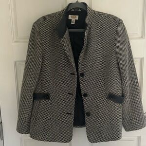 Talbots Black and White Houndstooth Blazer